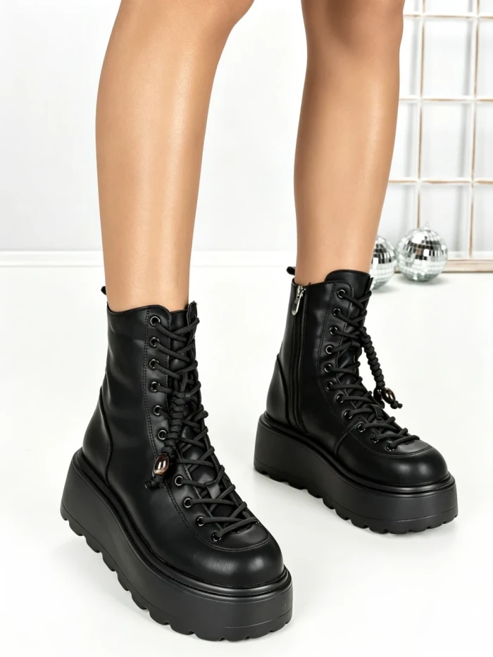 Ghete Dama cu Platforma 68WL37 BLACK | MEI