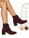 Botine cu Toc Gros 6AH30 WINERED | MEI
