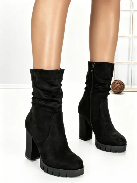 Botine cu Toc Gros 6AH37 BLACK | MEI