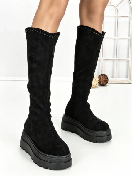 Cizme Dama cu Platforma 68WL25 BLACK | MEI