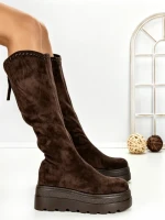 Cizme Dama cu Platforma 68WL25 DARK BROWN | MEI