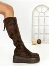 Cizme Dama cu Platforma 68WL25 DARK BROWN | MEI