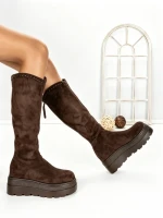 Cizme Dama cu Platforma 68WL25 DARK BROWN | MEI