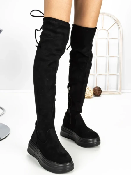 Cizme Dama cu Platforma 68WL28 BLACK | MEI