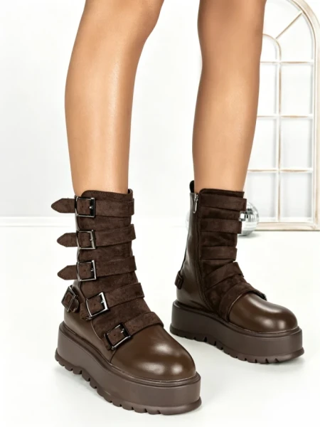Ghete Dama cu Platforma 56WL2 DARK BROWN | MEI