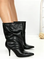 Botine cu Toc Subtire 6XKK3 BLACK | MEI