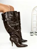 Cizme Dama cu Toc 6XKK5 BROWN | MEI