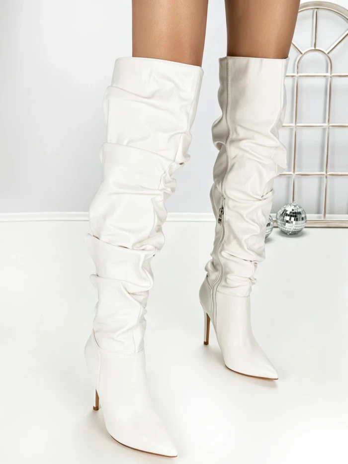 Cizme Dama cu Toc 6XKK10 WHITE | MEI