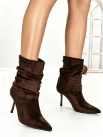 Botine cu Toc Subtire 6GS18 DARK BROWN | MEI