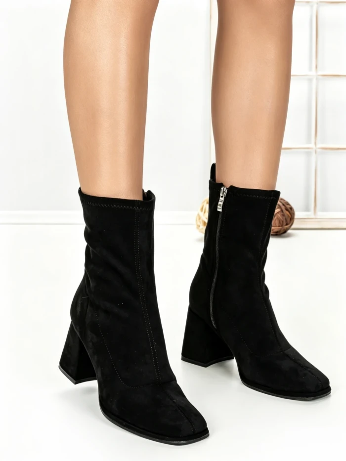 Botine cu Toc Gros 6GS10 BLACK | MEI