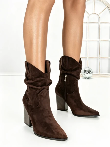 Botine cu Toc Gros 6KV13 BROWN | MEI