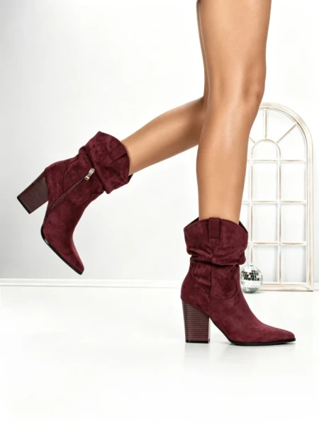 Botine cu Toc Gros 6KV13 WINE | MEI