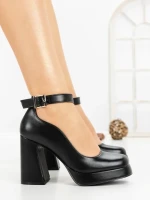 Pantofi cu Toc Gros si Platforma 8245 BLACK | CM