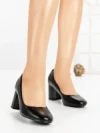 Pantofi cu Toc Gros 8136 BLACK | CM