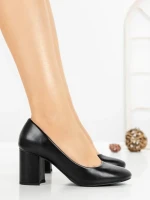 Pantofi cu Toc Gros 8136 BLACK | CM