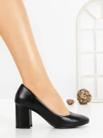Pantofi cu Toc Gros 8136 BLACK | CM