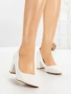 Pantofi cu Toc Gros 8136 WHITE | CM