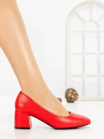 Pantofi cu Toc Gros 8132 RED | CM