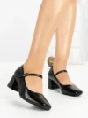 Pantofi cu Toc Gros 8133 BLACK PU | CM