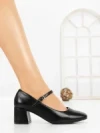 Pantofi cu Toc Gros 8133 BLACK PU | CM