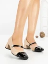 Pantofi cu Toc Gros 77-560 BEIGE | CM
