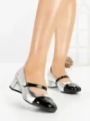 Pantofi cu Toc Gros 77-560 SILVER | CM