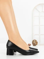 Pantofi cu Toc Gros 8125 BLACK | CM