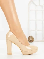 Pantofi cu Toc Gros 8144 APRICOT | CM