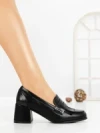 Pantofi cu Toc Gros 77-564 BLACK | CM