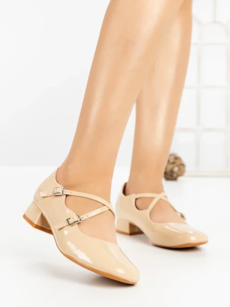 Pantofi cu Toc mic 8242 BEIGE | CM
