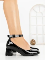 Pantofi cu Toc Gros 8250 BLACK | CM