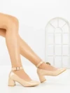 Pantofi cu Toc Gros 8250 BEIGE | CM