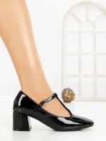 Pantofi cu Toc Gros 8134 BLACK | CM