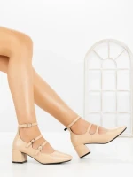 Pantofi cu Toc Gros 8138 APRICOT | CM