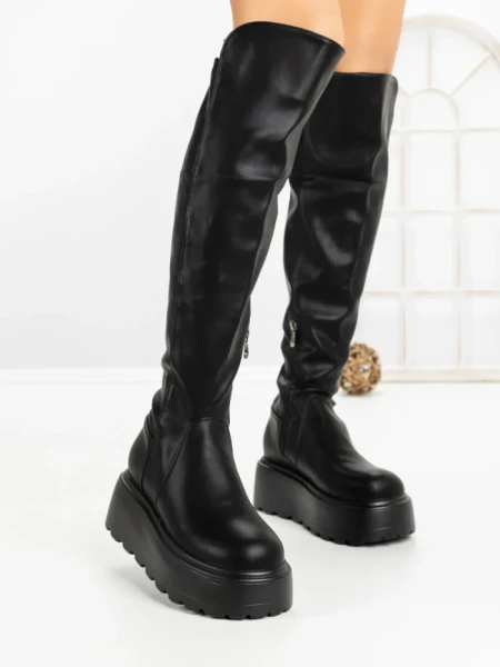 Cizme Dama cu Platforma 68WL26 BLACK | MEI