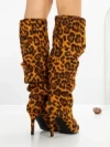 Cizme Dama cu Toc 6XKK9 BROWN TIGER | MEI