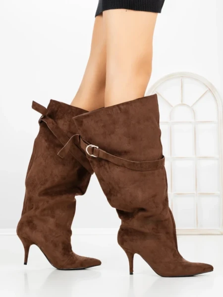 Cizme Dama cu Toc 6XKK5 BROWN | MEI