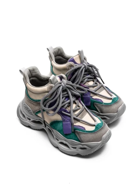 Pantofi Sport Dama din piele naturala HY6322 LIGHT GREEN-PURPLE | ADVANCER