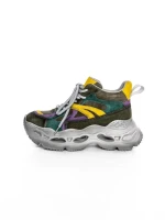 Pantofi Sport Dama din piele naturala HY6398 DARK GREEN-YELLOW | ADVANCER