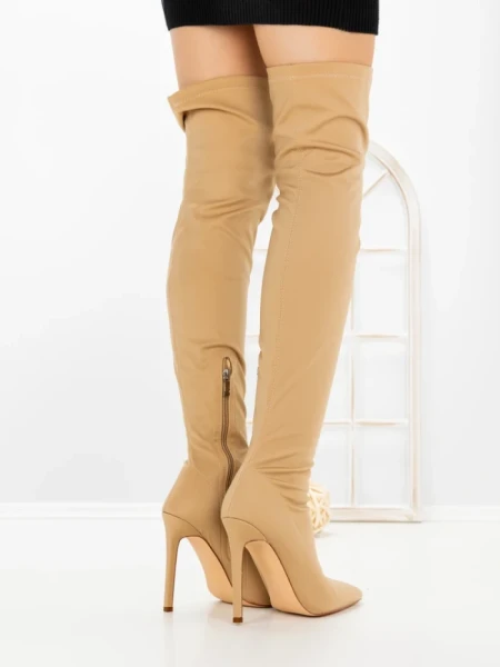 Cizme Dama cu Toc C-289 BEIGE | STEPHAN