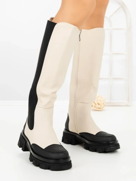 Cizme Dama cu Platforma C-285 BEIGE | STEPHAN