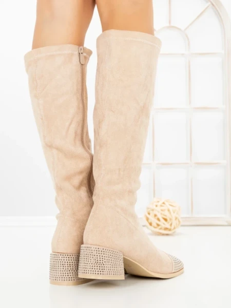 Cizme Dama cu Toc LQ-66 BEIGE | STEPHAN
