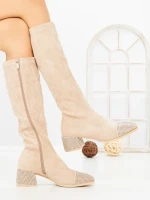 Cizme Dama cu Toc LQ-66 BEIGE | STEPHAN