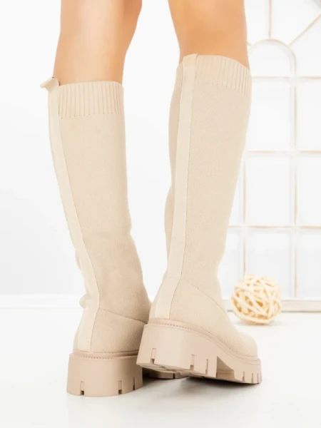 Cizme Dama cu Platforma LQ-23 BEIGE | STEPHAN