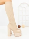 Cizme Dama cu Toc si Platforma C-260 BEIGE | STEPHAN