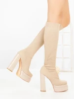 Cizme Dama cu Toc si Platforma C-260 BEIGE | STEPHAN