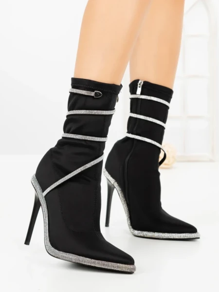 Botine cu Toc Subtire C-305 BLACK | STEPHAN