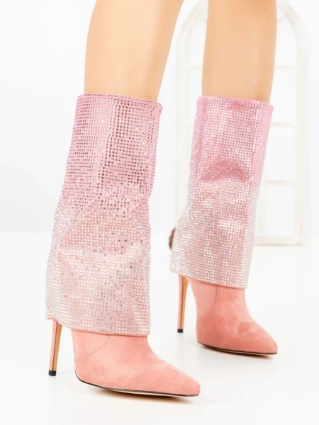Botine cu Toc Subtire C-272 PINK | STEPHAN