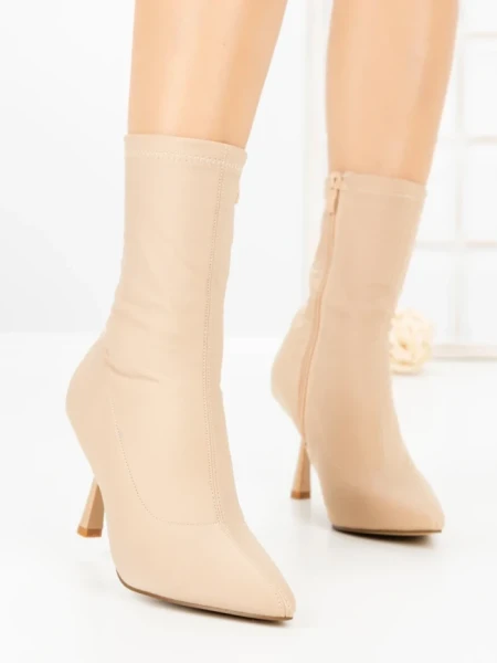 Botine cu Toc Subtire H-1 BEIGE | STEPHAN