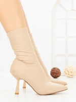 Botine cu Toc Subtire H-1 BEIGE | STEPHAN